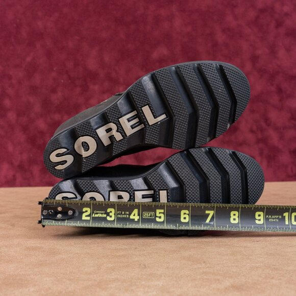 Sorel Wmn Joan Of Artic Wedge III Zip Black Leather Zip Lug Ankle Boots sz 7 - Picture 5 of 8